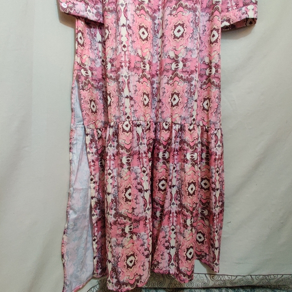 OC ORDER PLUS NWT Bohemian Geometric Kaftan Long Sleeve Collared Maxi Dress 3XL - Picture 14 of 15